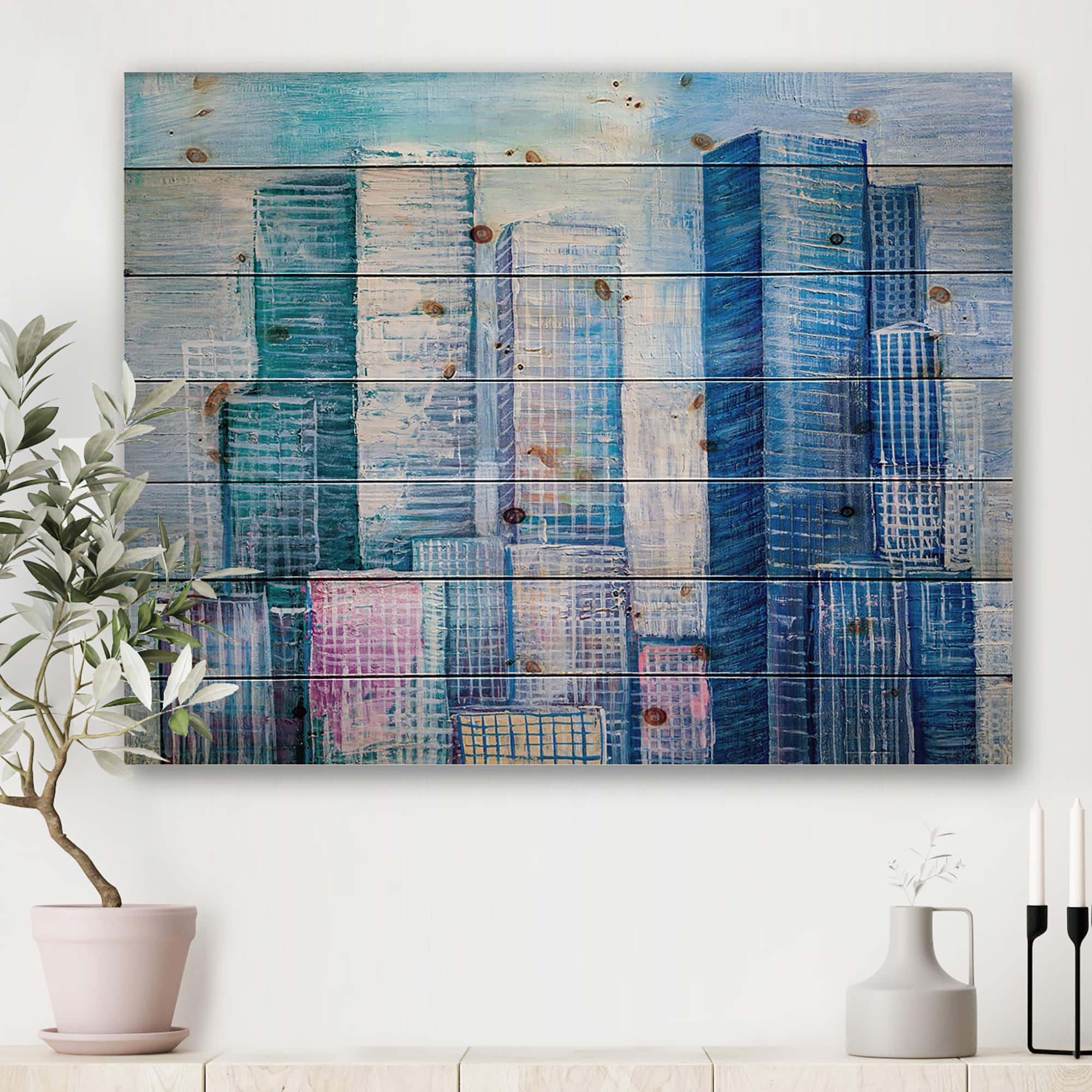 Designart - Skyscrapers Abstract Style Cityscape Panorama I